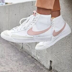 Nike Women's White and Beige High-Top Sneakers